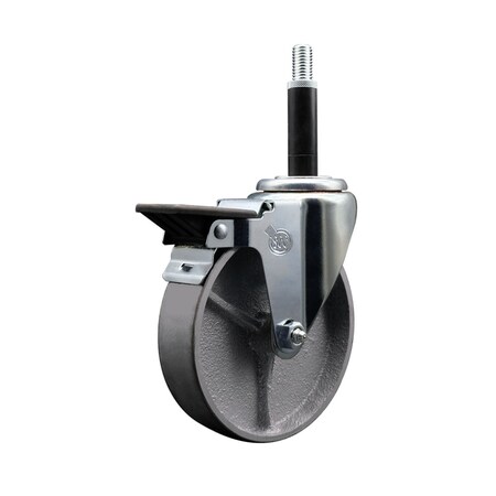 Service Caster 5'' Semi Steel Swivel 3/4'' Expanding Stem Caster with Brake SCC-EX20S514-SSS-PLB-34